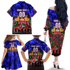 Personalized Warriors ANZAC Day Family Matching Off The Shoulder Long Sleeve Dress and Hawaiian Shirt Australian Army - Lest We Forget
