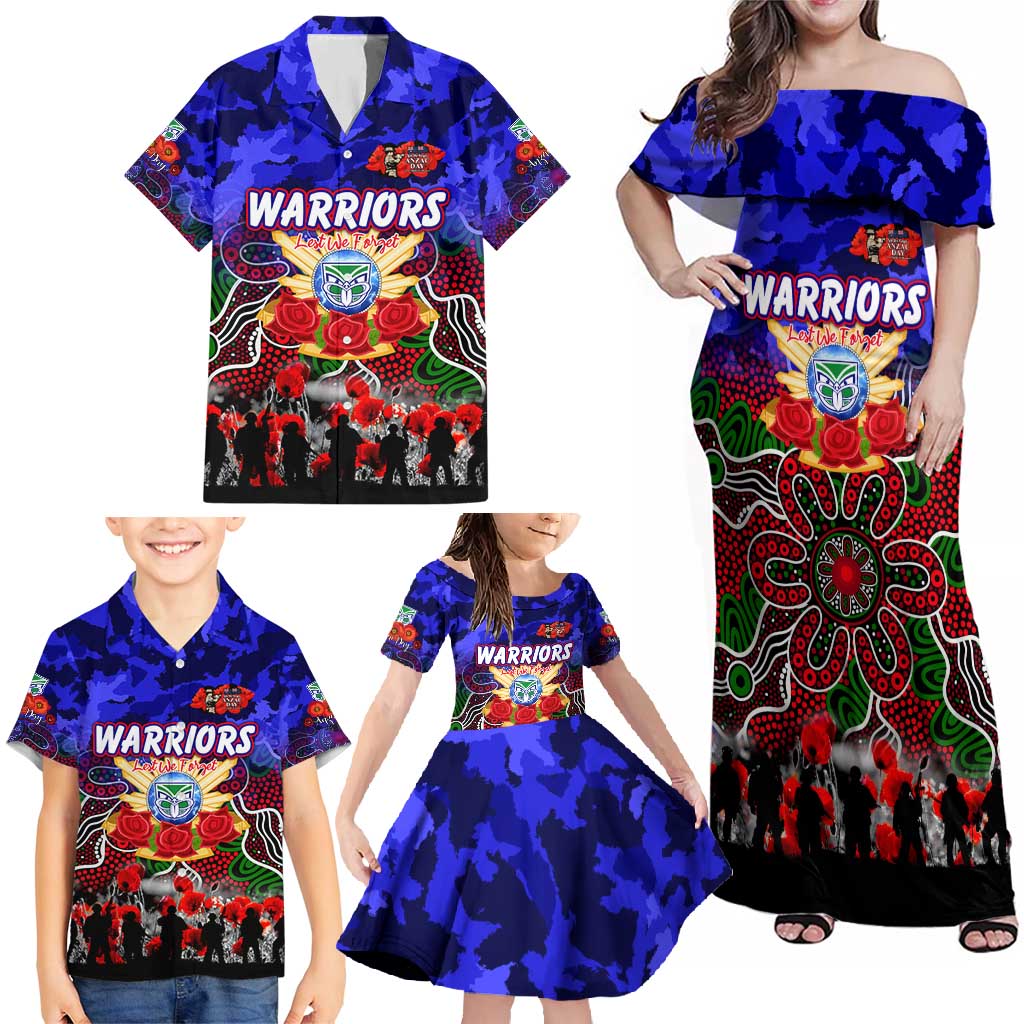 Personalized Warriors ANZAC Day Family Matching Off Shoulder Maxi Dress and Hawaiian Shirt Australian Army - Lest We Forget