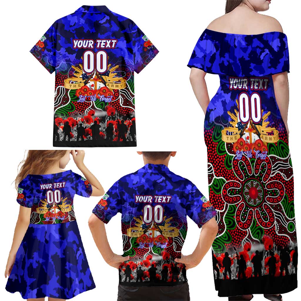 Personalized Warriors ANZAC Day Family Matching Off Shoulder Maxi Dress and Hawaiian Shirt Australian Army - Lest We Forget