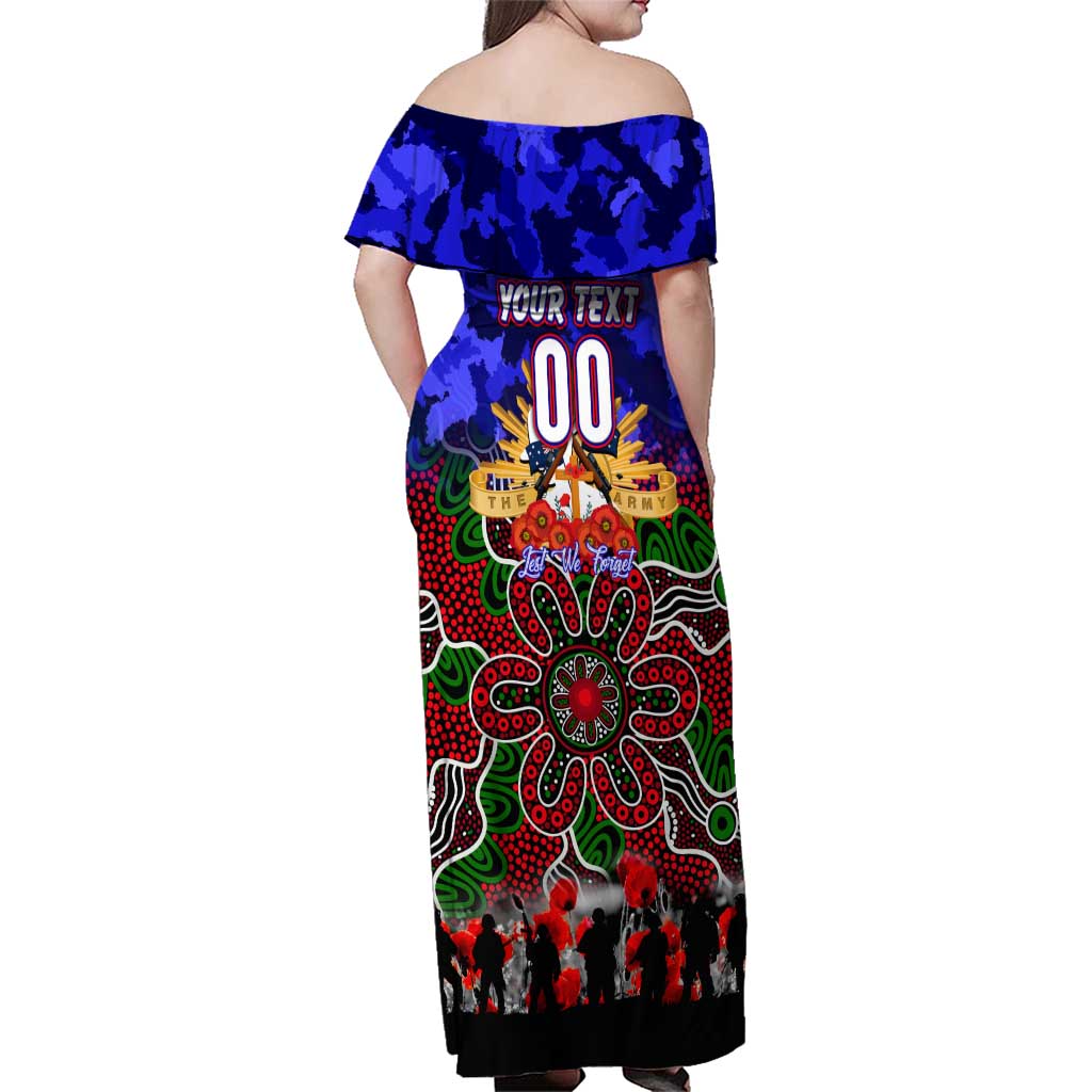 Personalized Warriors ANZAC Day Family Matching Off Shoulder Maxi Dress and Hawaiian Shirt Australian Army - Lest We Forget