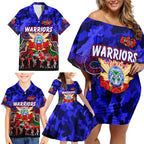 Personalized Warriors ANZAC Day Family Matching Off Shoulder Short Dress and Hawaiian Shirt Australian Army - Lest We Forget