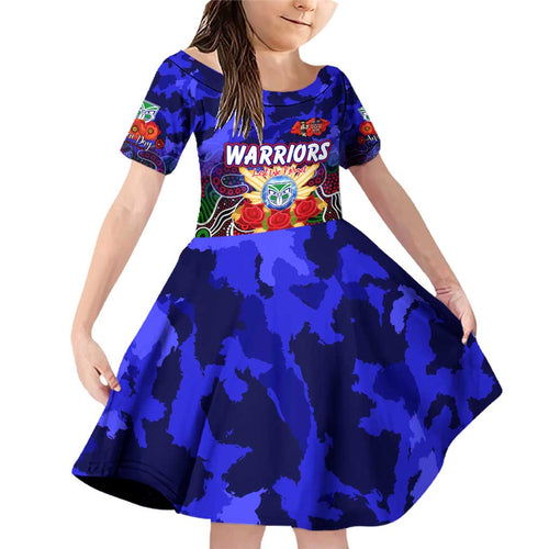 Personalized Warriors ANZAC Day Family Matching Off Shoulder Short Dress and Hawaiian Shirt Australian Army - Lest We Forget