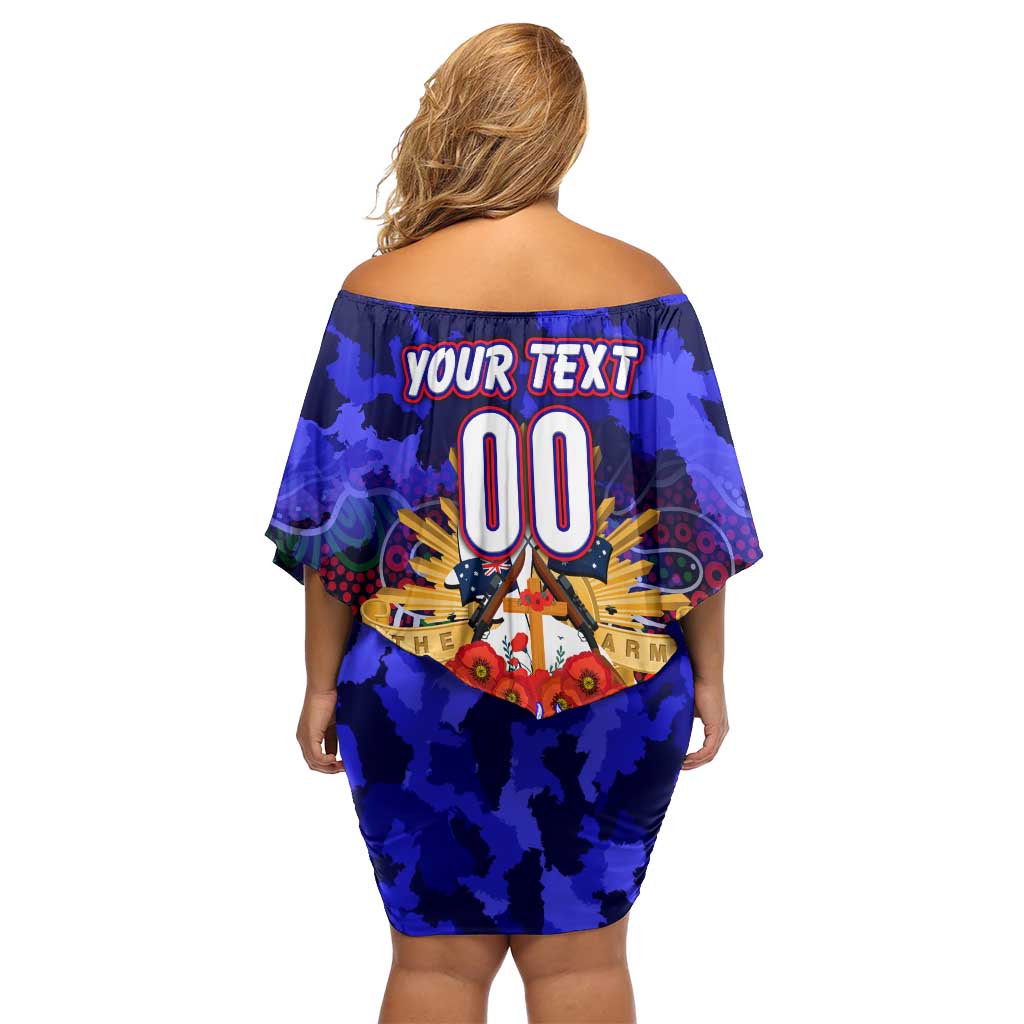 Personalized Warriors ANZAC Day Family Matching Off Shoulder Short Dress and Hawaiian Shirt Australian Army - Lest We Forget