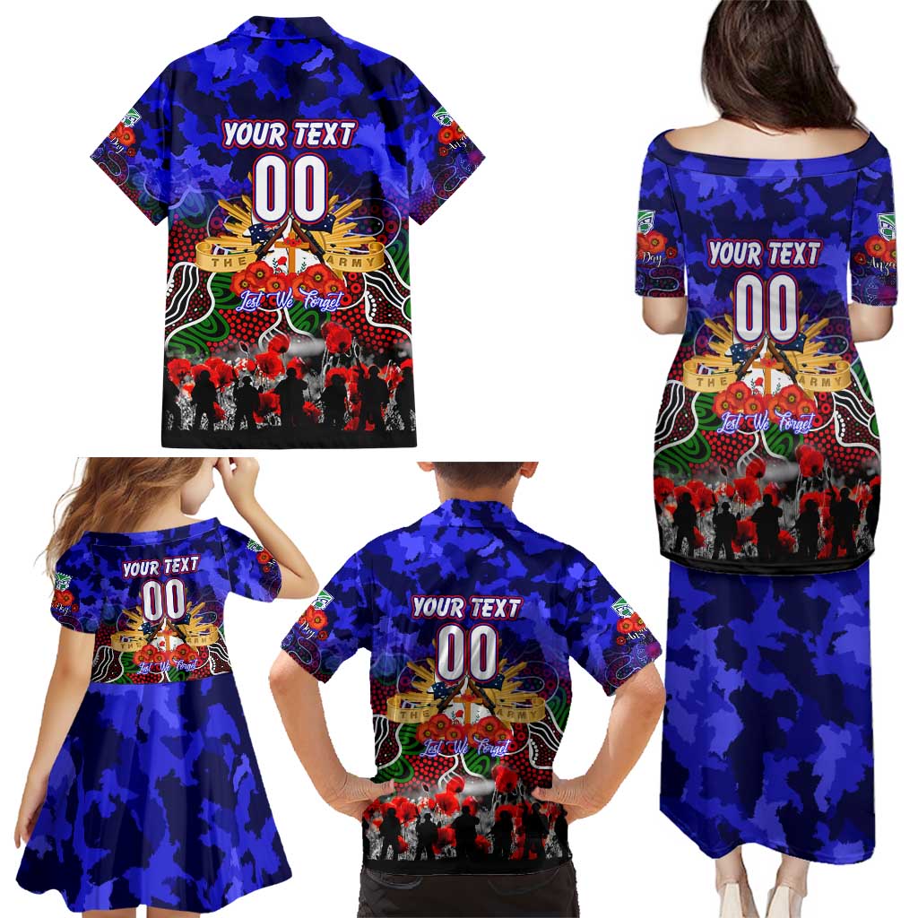 Personalized Warriors ANZAC Day Family Matching Puletasi and Hawaiian Shirt Australian Army - Lest We Forget