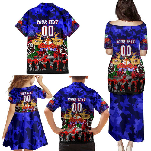 Personalized Warriors ANZAC Day Family Matching Puletasi and Hawaiian Shirt Australian Army - Lest We Forget