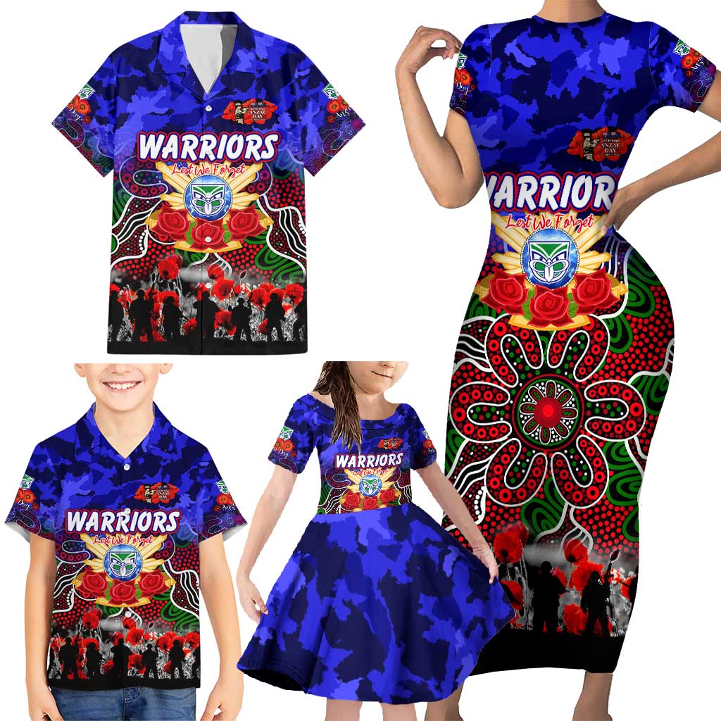 Personalized Warriors ANZAC Day Family Matching Short Sleeve Bodycon Dress and Hawaiian Shirt Australian Army - Lest We Forget