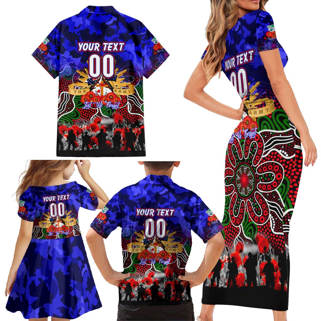 Personalized Warriors ANZAC Day Family Matching Short Sleeve Bodycon Dress and Hawaiian Shirt Australian Army - Lest We Forget