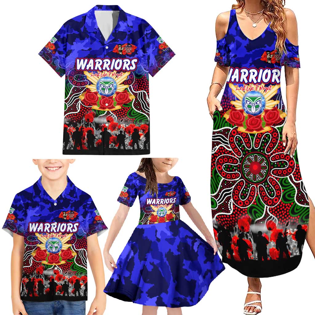 Personalized Warriors ANZAC Day Family Matching Summer Maxi Dress and Hawaiian Shirt Australian Army - Lest We Forget