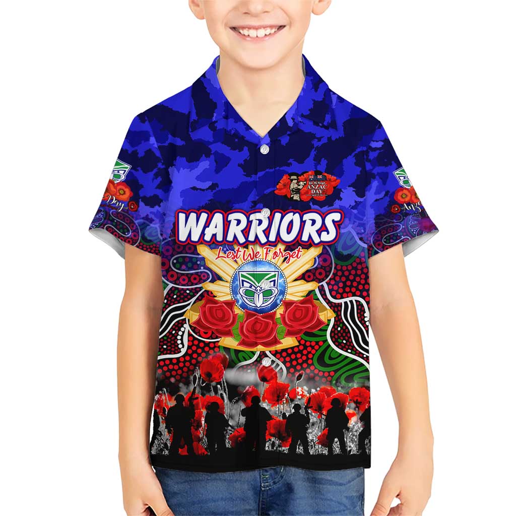 Personalized Warriors ANZAC Day Kid Hawaiian Shirt Australian Army - Lest We Forget