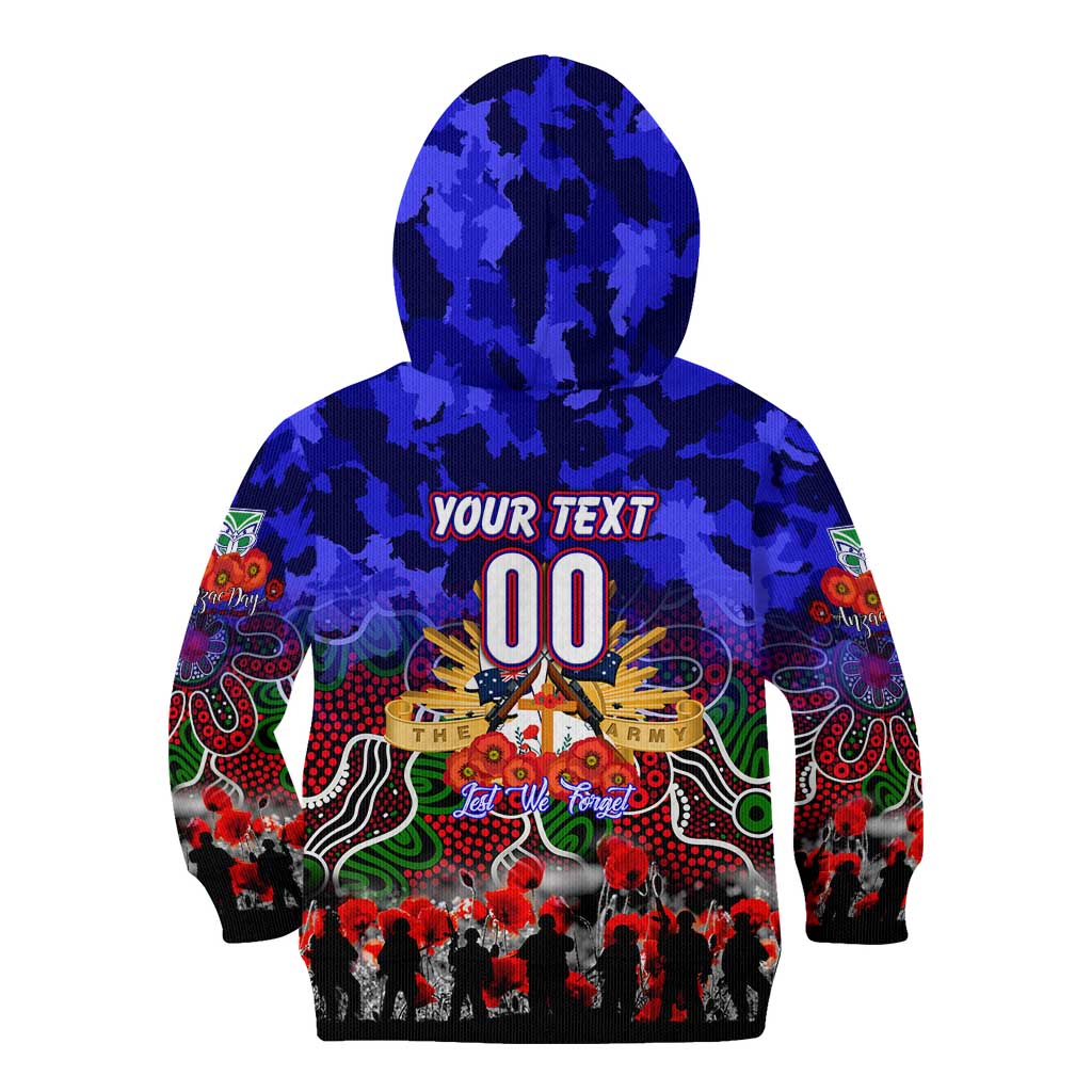 Personalized Warriors ANZAC Day Kid Hoodie Australian Army - Lest We Forget