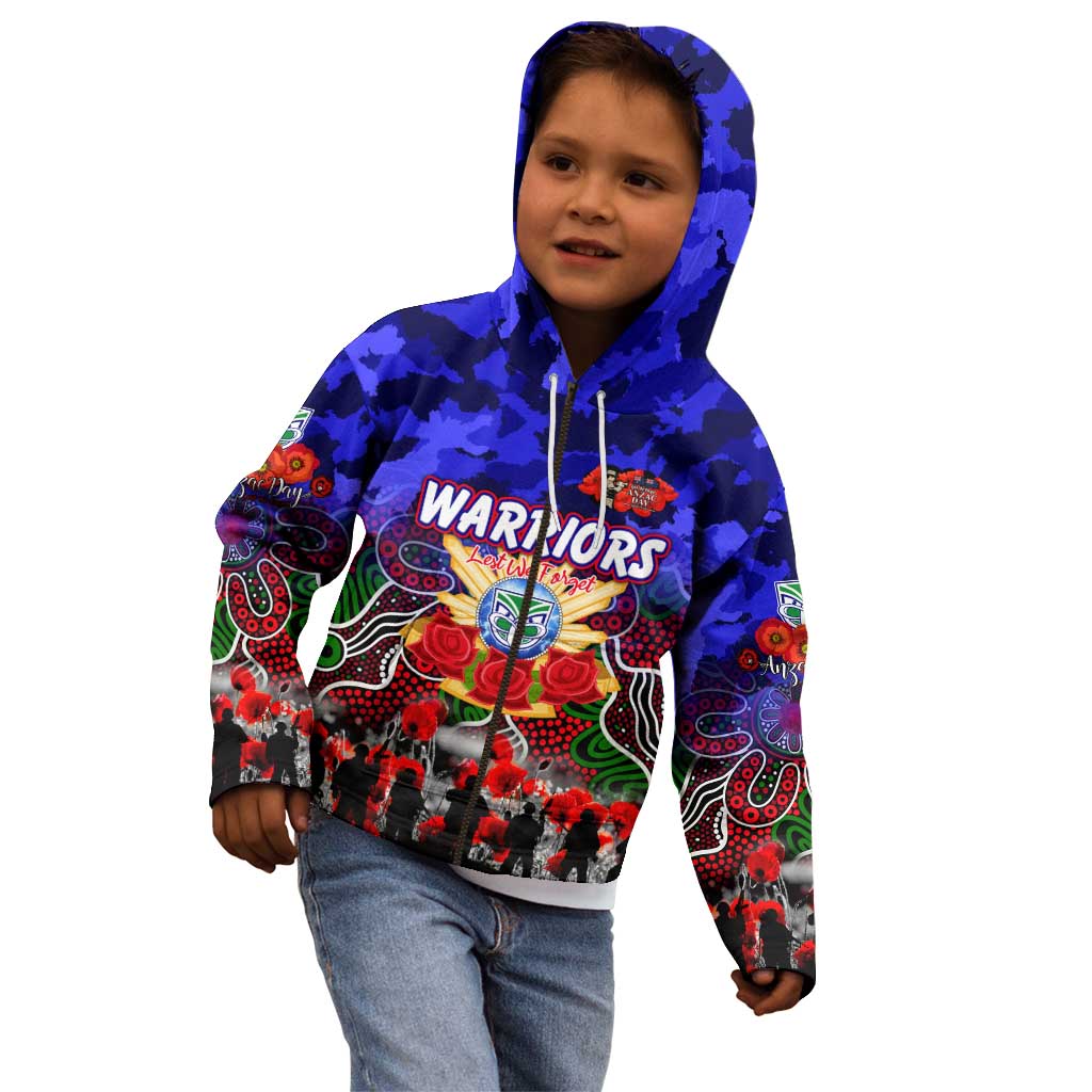 Personalized Warriors ANZAC Day Kid Hoodie Australian Army - Lest We Forget