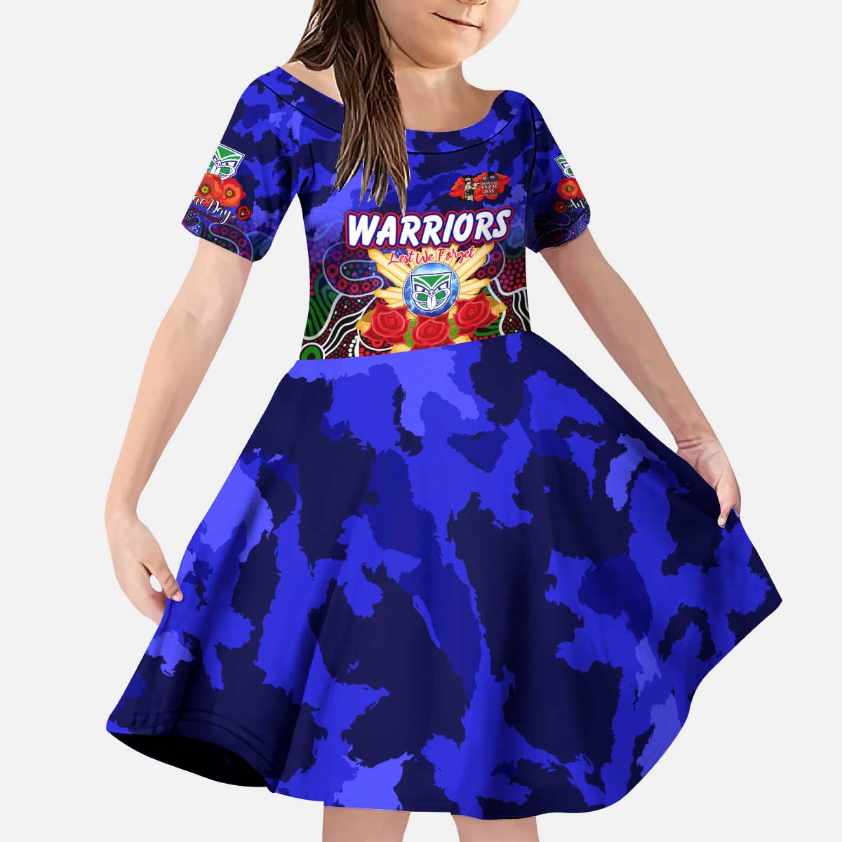 Personalized Warriors ANZAC Day Kid Short Sleeve Dress Australian Army - Lest We Forget