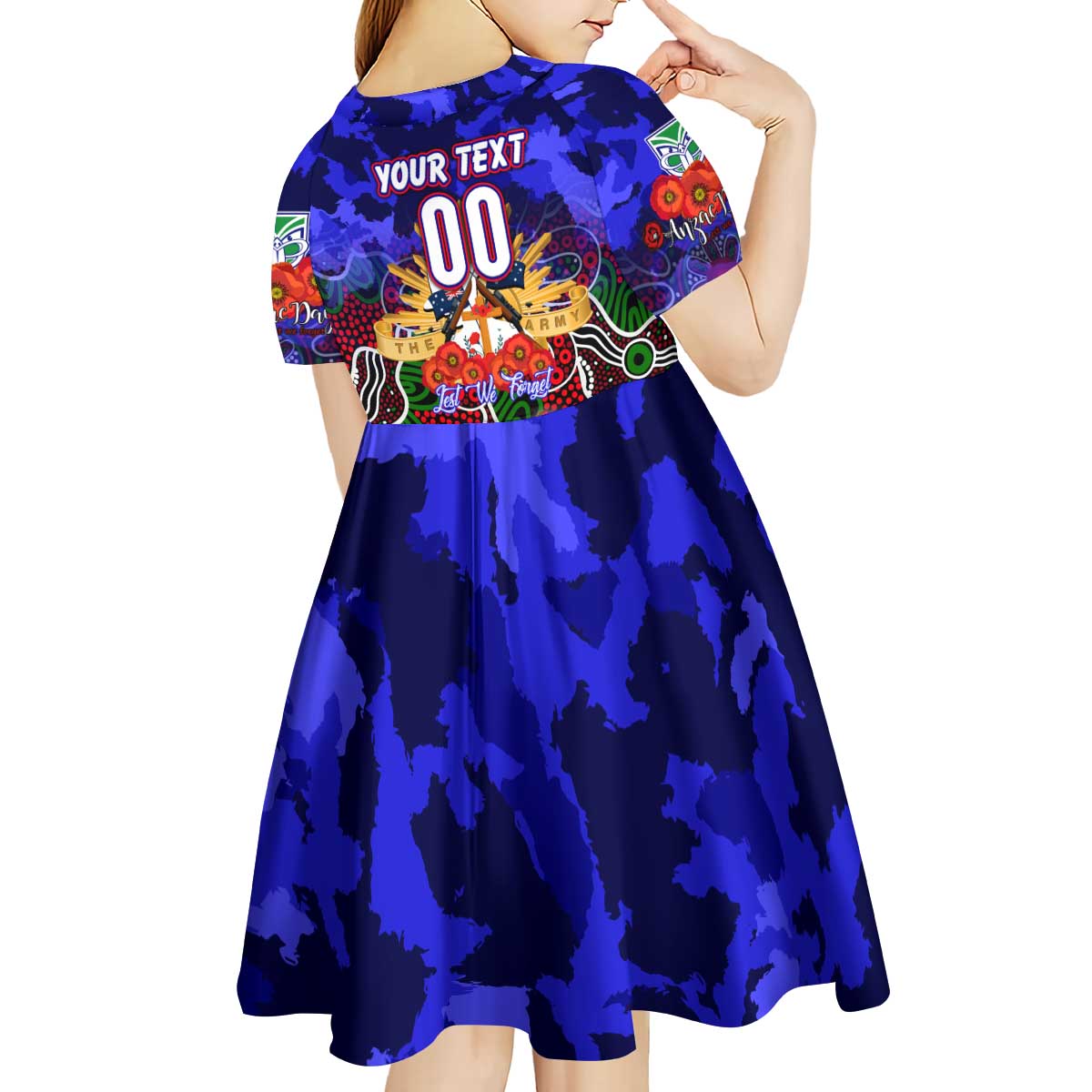 Personalized Warriors ANZAC Day Kid Short Sleeve Dress Australian Army - Lest We Forget