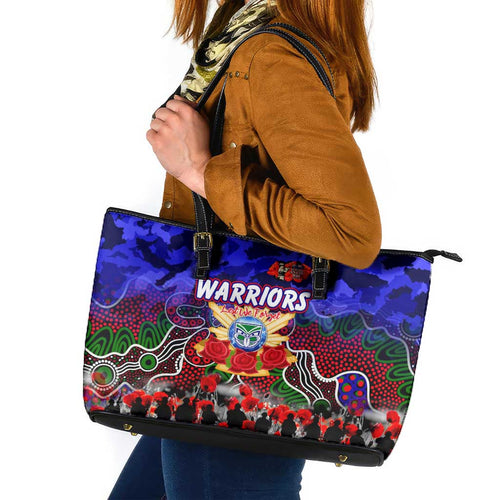 Warriors ANZAC Day Leather Tote Bag Australian Army - Lest We Forget
