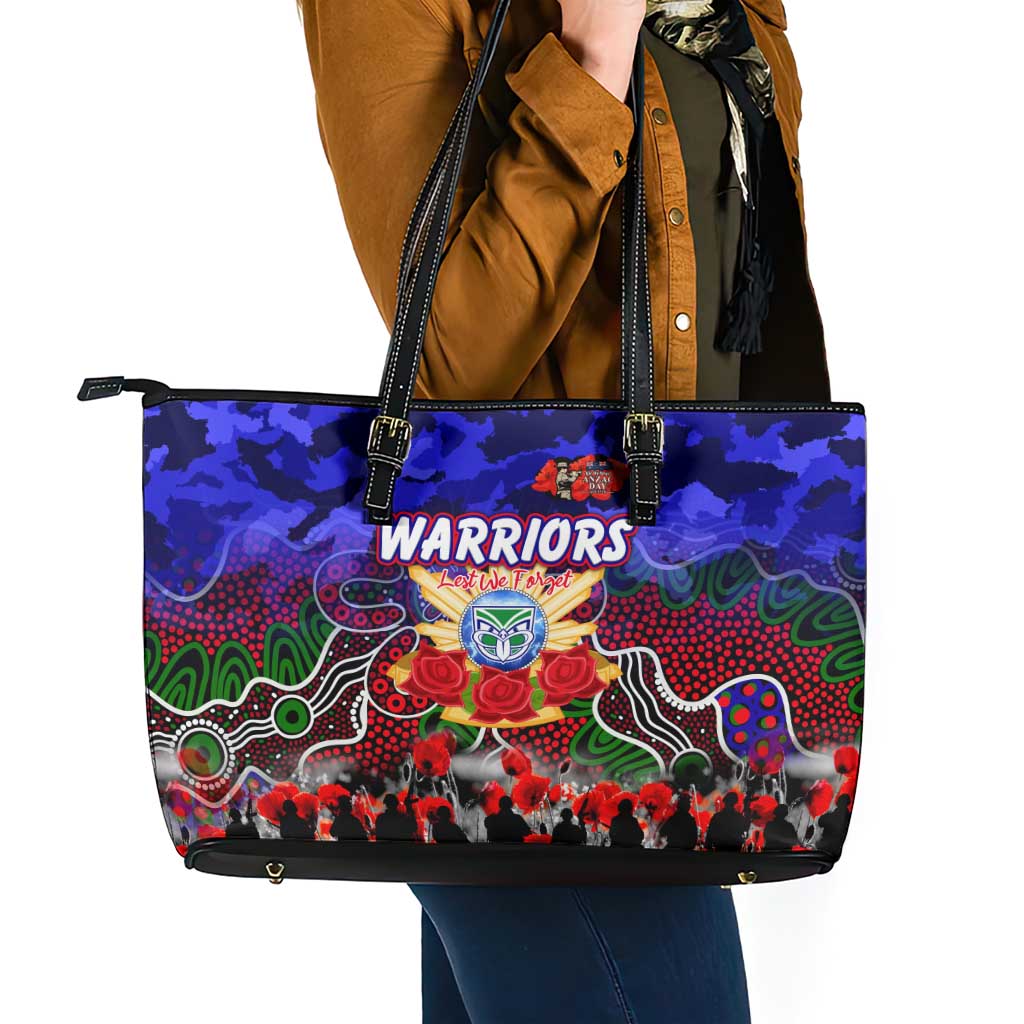 Warriors ANZAC Day Leather Tote Bag Australian Army - Lest We Forget