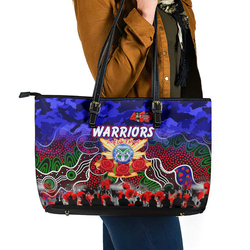 Warriors ANZAC Day Leather Tote Bag Australian Army - Lest We Forget