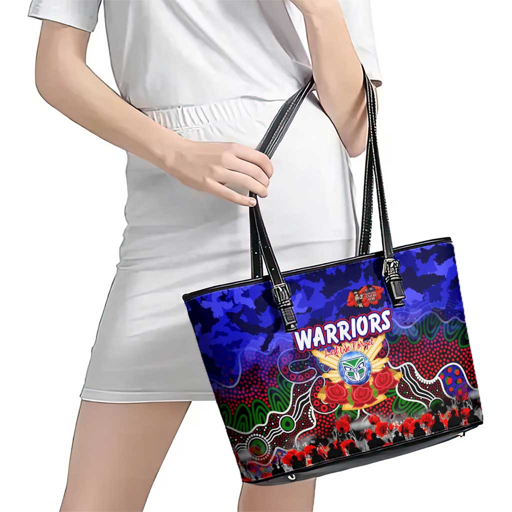 Warriors ANZAC Day Leather Tote Bag Australian Army - Lest We Forget