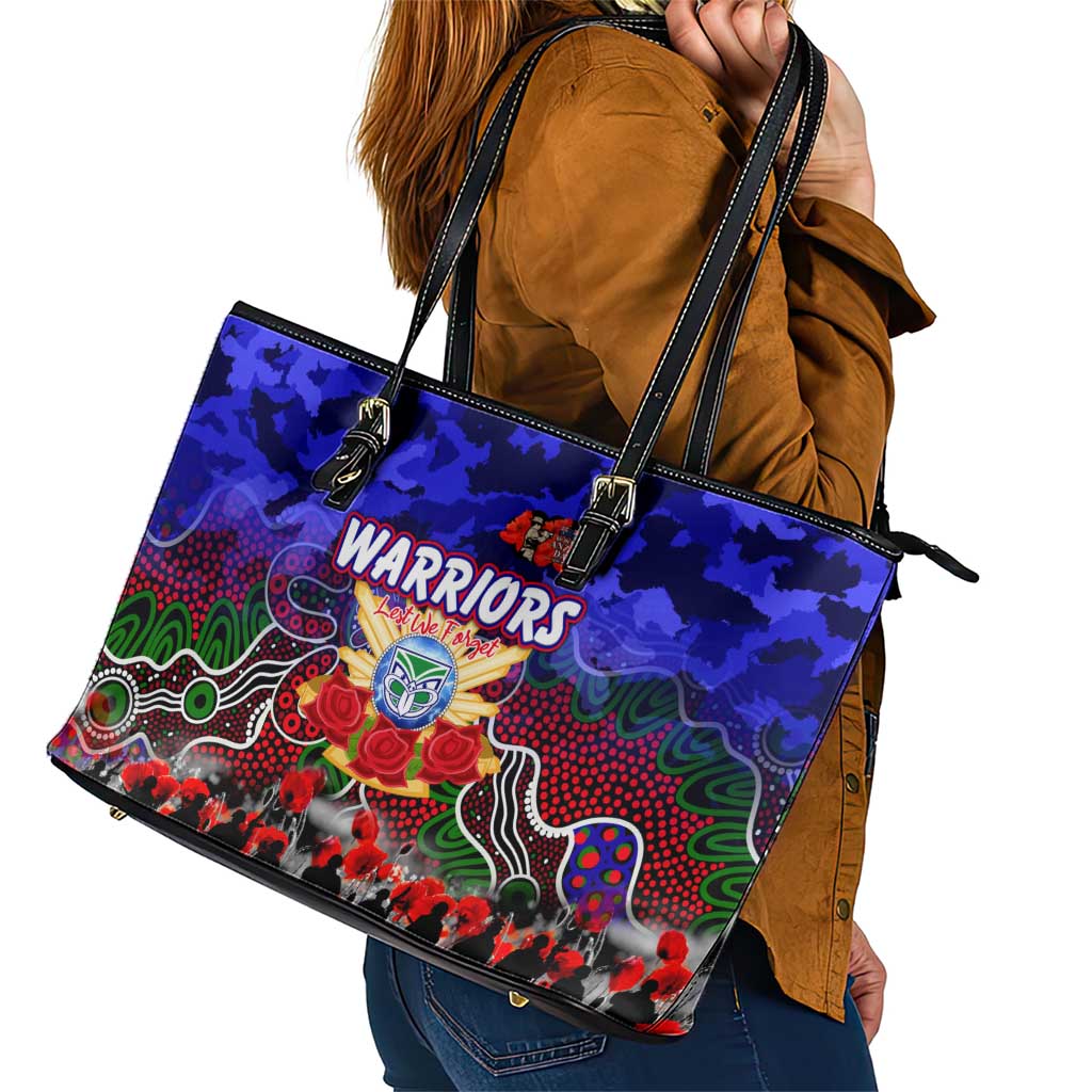 Warriors ANZAC Day Leather Tote Bag Australian Army - Lest We Forget