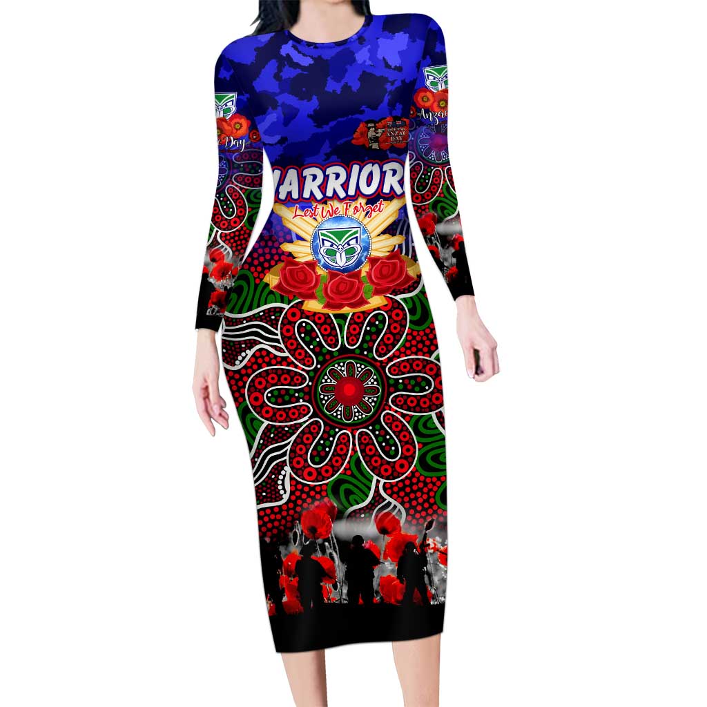 Personalized Warriors ANZAC Day Long Sleeve Bodycon Dress Australian Army - Lest We Forget