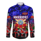 Personalized Warriors ANZAC Day Long Sleeve Button Shirt Australian Army - Lest We Forget