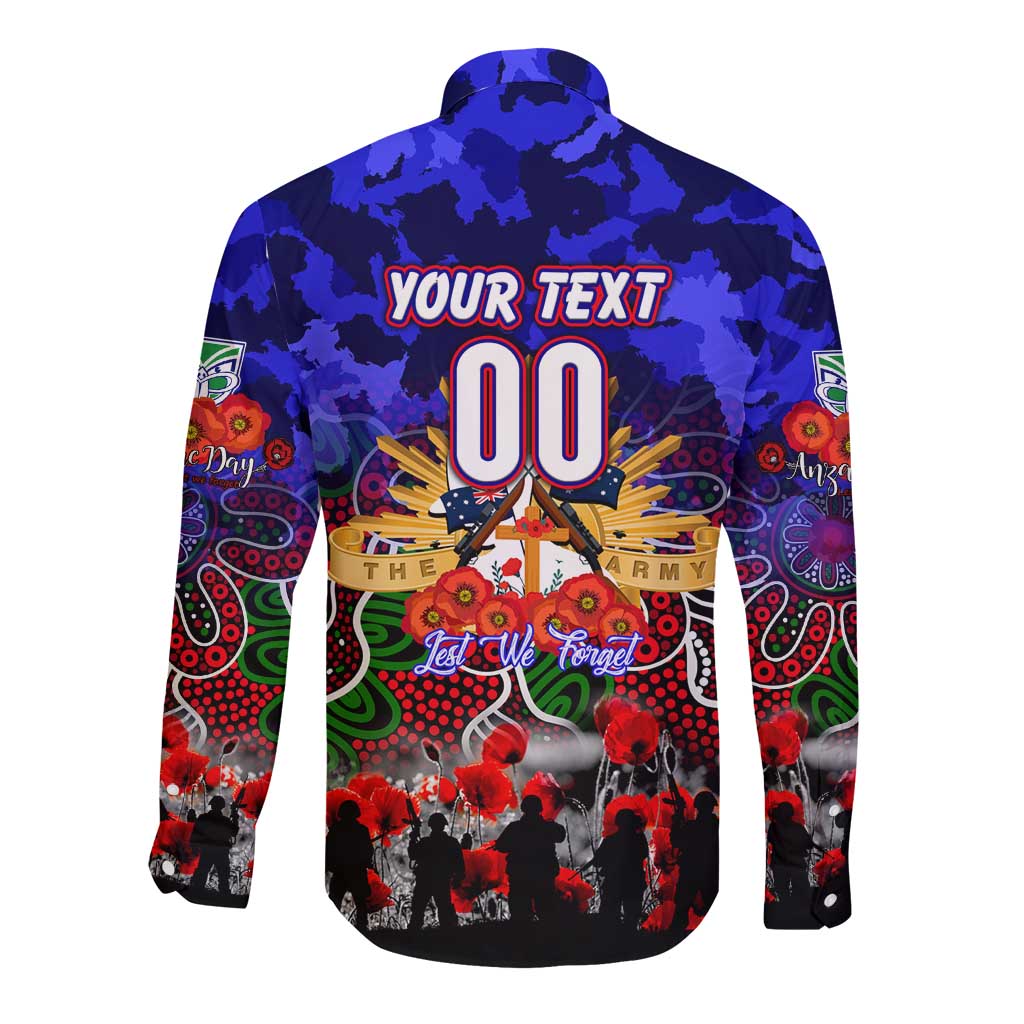 Personalized Warriors ANZAC Day Long Sleeve Button Shirt Australian Army - Lest We Forget