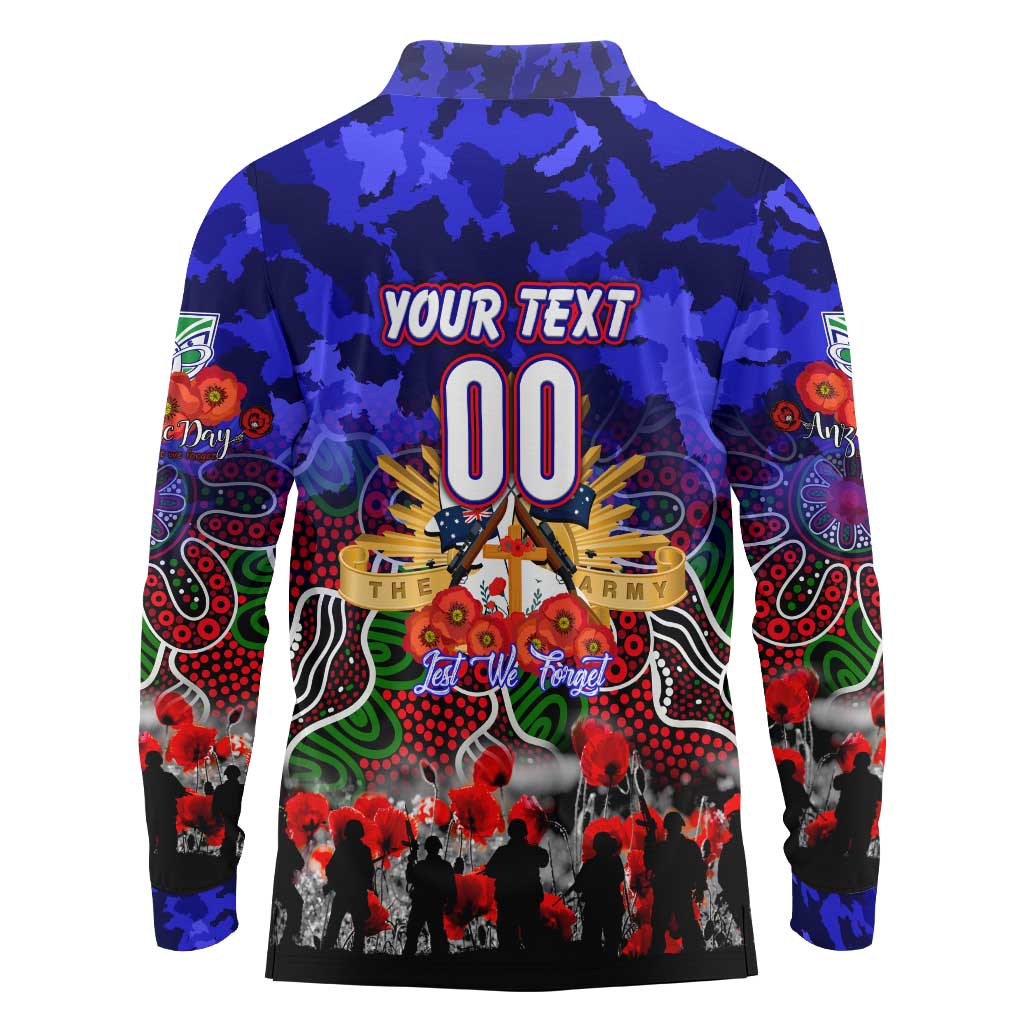 Personalized Warriors ANZAC Day Long Sleeve Polo Shirt Australian Army - Lest We Forget
