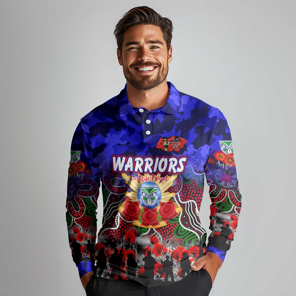 Personalized Warriors ANZAC Day Long Sleeve Polo Shirt Australian Army - Lest We Forget