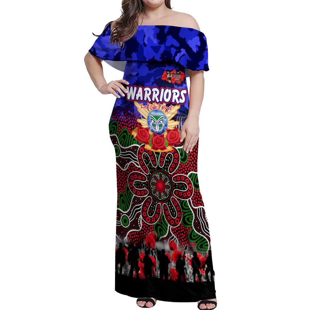 Personalized Warriors ANZAC Day Off Shoulder Maxi Dress Australian Army - Lest We Forget
