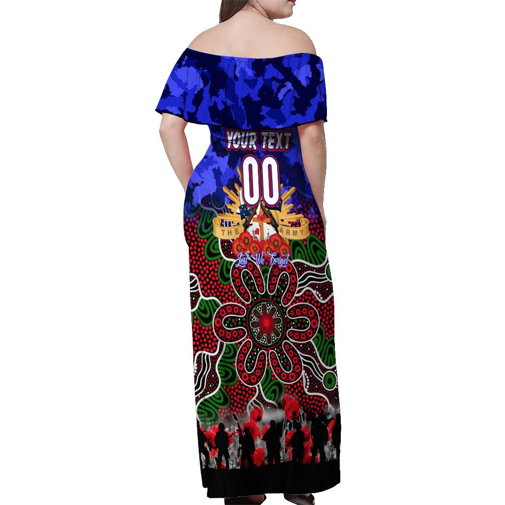 Personalized Warriors ANZAC Day Off Shoulder Maxi Dress Australian Army - Lest We Forget