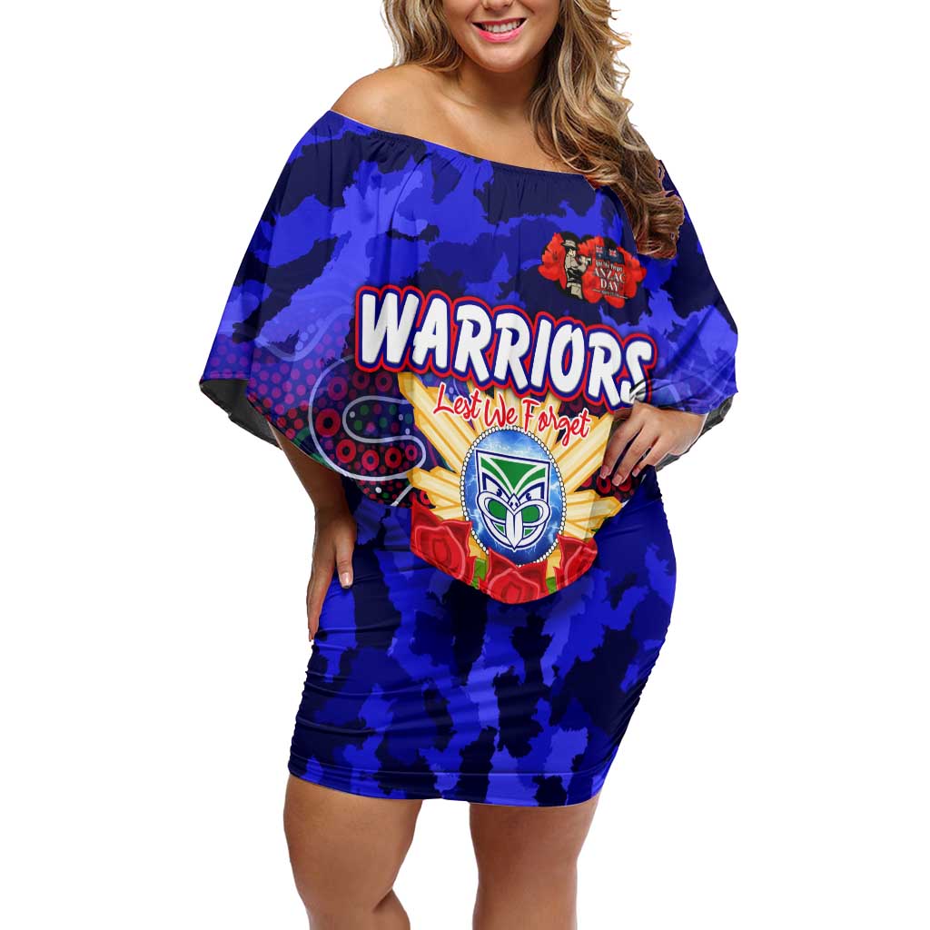 Personalized Warriors ANZAC Day Off Shoulder Short Dress Australian Army - Lest We Forget