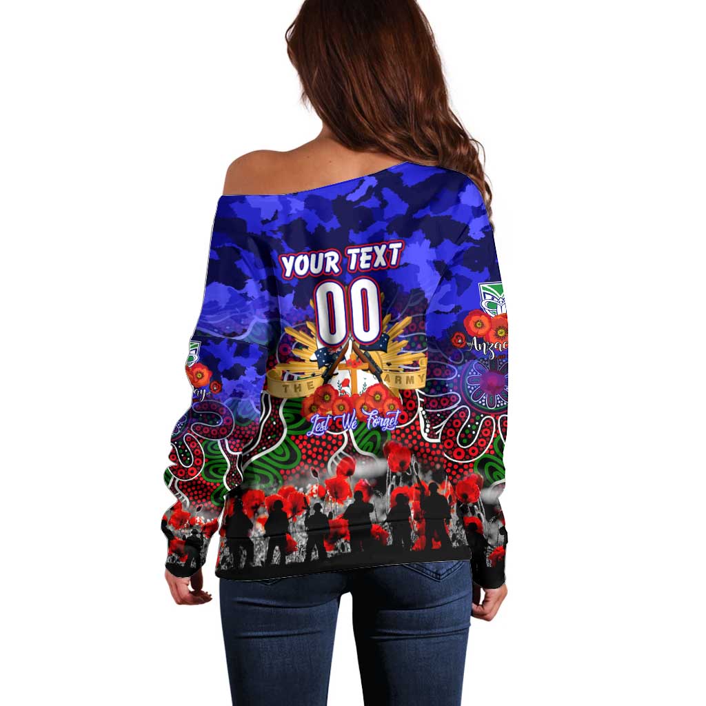 Personalized Warriors ANZAC Day Off Shoulder Sweater Australian Army - Lest We Forget