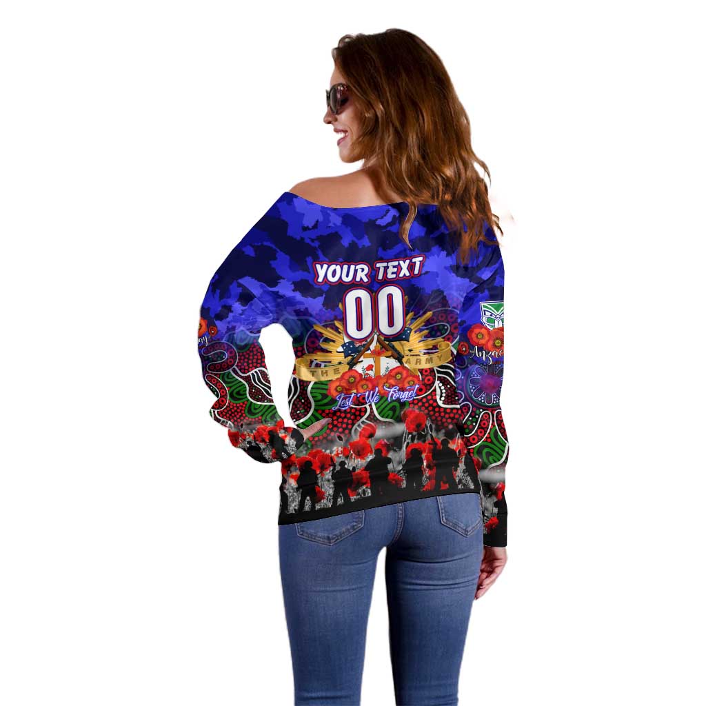 Personalized Warriors ANZAC Day Off Shoulder Sweater Australian Army - Lest We Forget