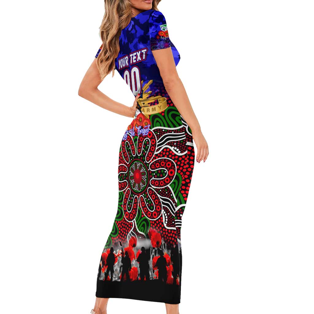 Personalized Warriors ANZAC Day Short Sleeve Bodycon Dress Australian Army - Lest We Forget