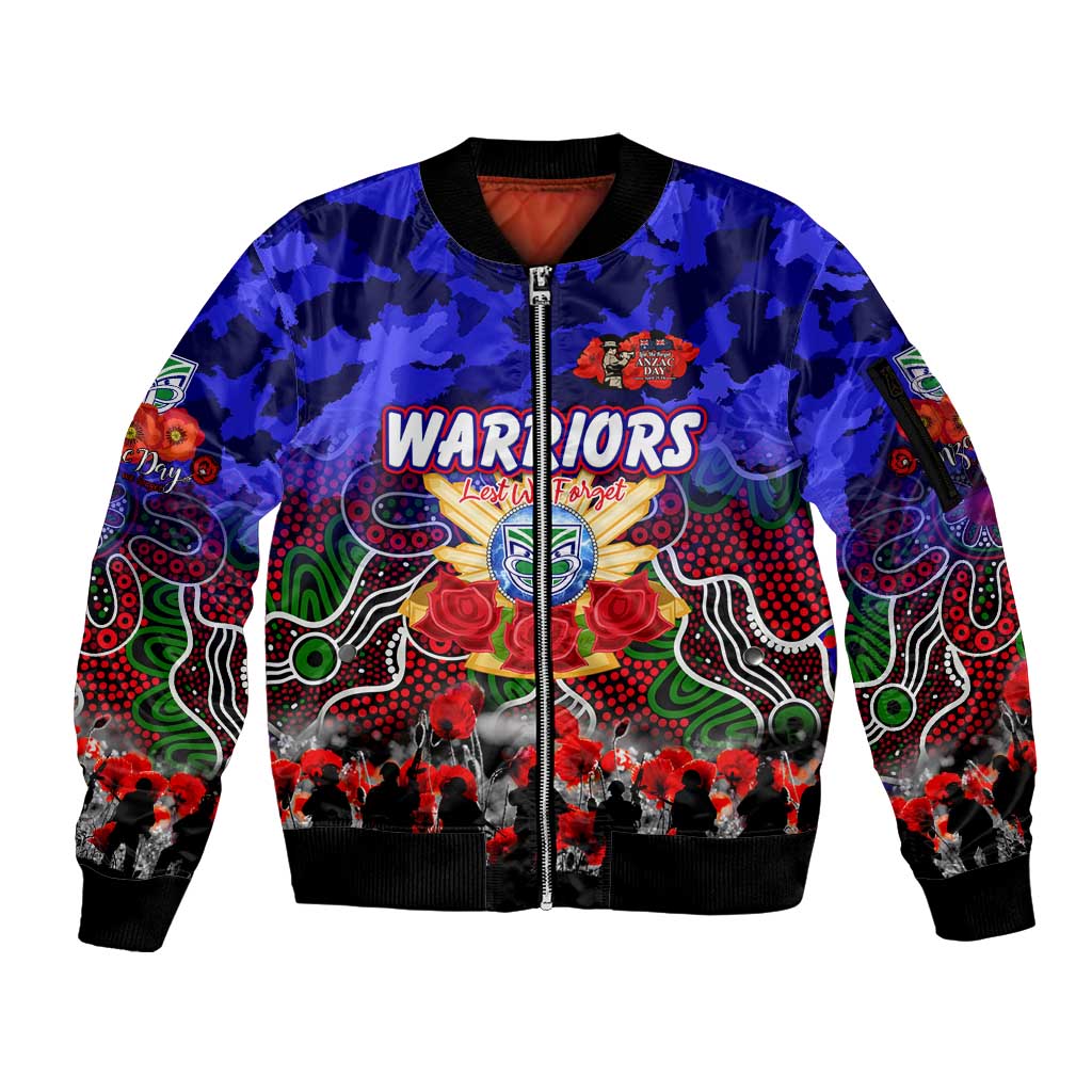 Personalized Warriors ANZAC Day Sleeve Zip Bomber Jacket Australian Army - Lest We Forget