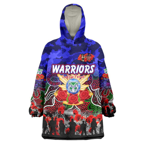 Personalized Warriors ANZAC Day Wearable Blanket Hoodie Australian Army - Lest We Forget