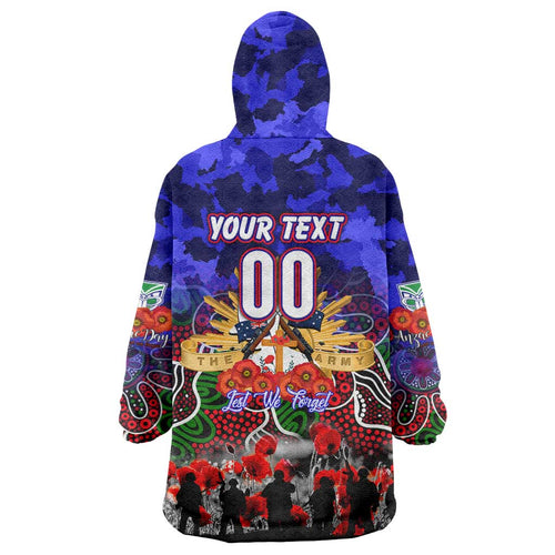 Personalized Warriors ANZAC Day Wearable Blanket Hoodie Australian Army - Lest We Forget