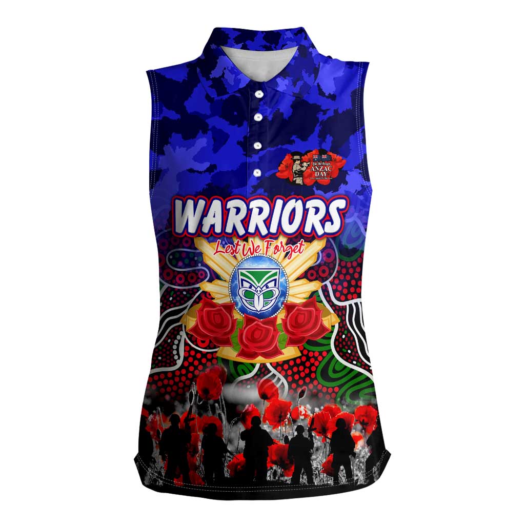 Personalized Warriors ANZAC Day Women Sleeveless Polo Shirt Australian Army - Lest We Forget