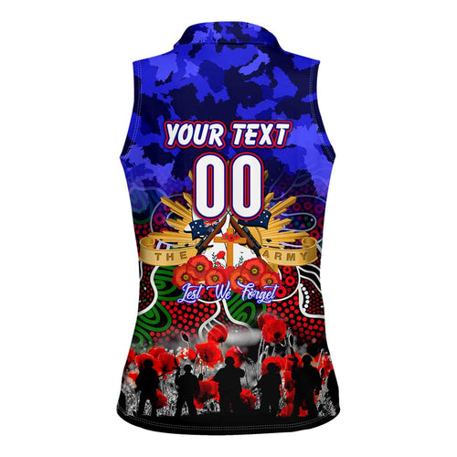 Personalized Warriors ANZAC Day Women Sleeveless Polo Shirt Australian Army - Lest We Forget
