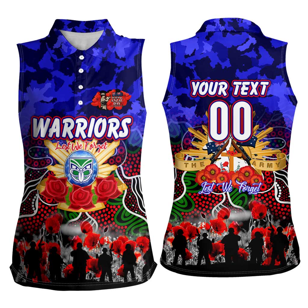 Personalized Warriors ANZAC Day Women Sleeveless Polo Shirt Australian Army - Lest We Forget