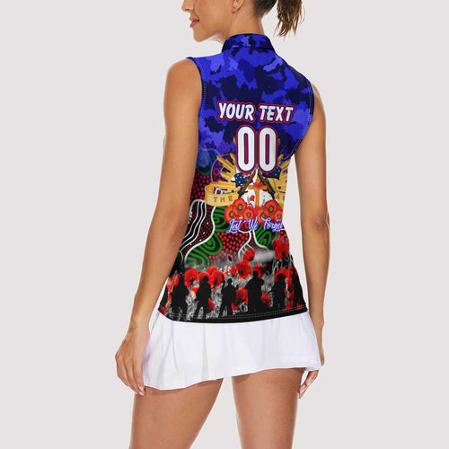 Personalized Warriors ANZAC Day Women Sleeveless Polo Shirt Australian Army - Lest We Forget