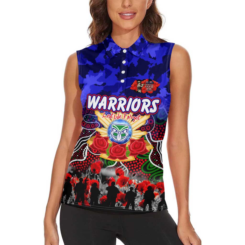 Personalized Warriors ANZAC Day Women Sleeveless Polo Shirt Australian Army - Lest We Forget