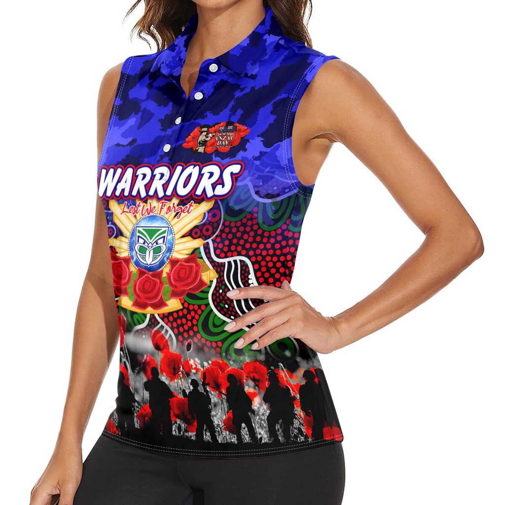 Personalized Warriors ANZAC Day Women Sleeveless Polo Shirt Australian Army - Lest We Forget