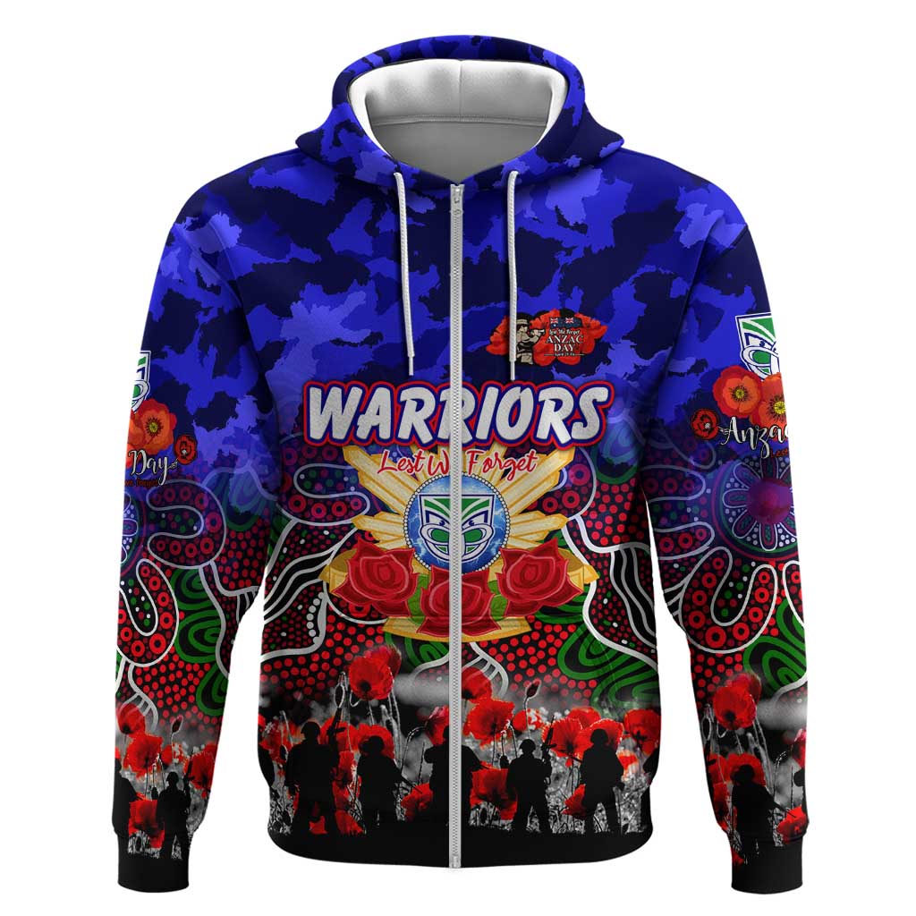 Personalized Warriors ANZAC Day Zip Hoodie Australian Army - Lest We Forget