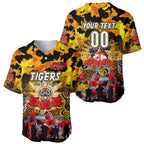 Personalized Tigers ANZAC Day Baseball Jersey Australian Army - Lest We Forget
