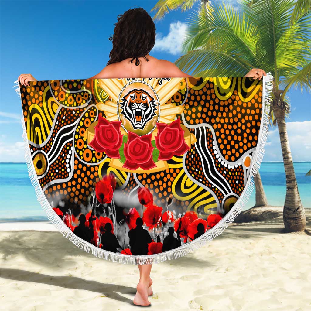 Tigers ANZAC Day Beach Blanket Australian Army - Lest We Forget