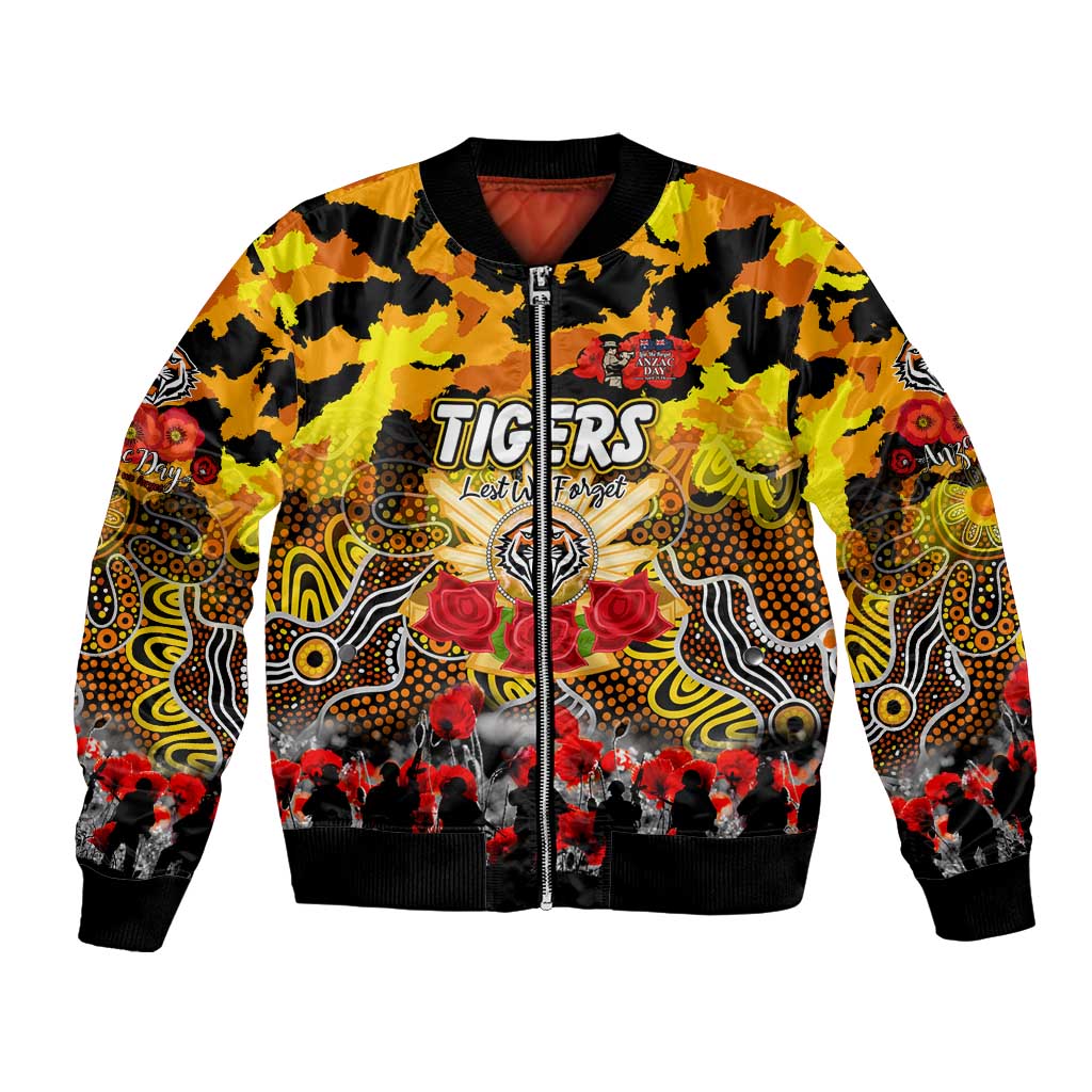 Personalized Tigers ANZAC Day Bomber Jacket Australian Army - Lest We Forget