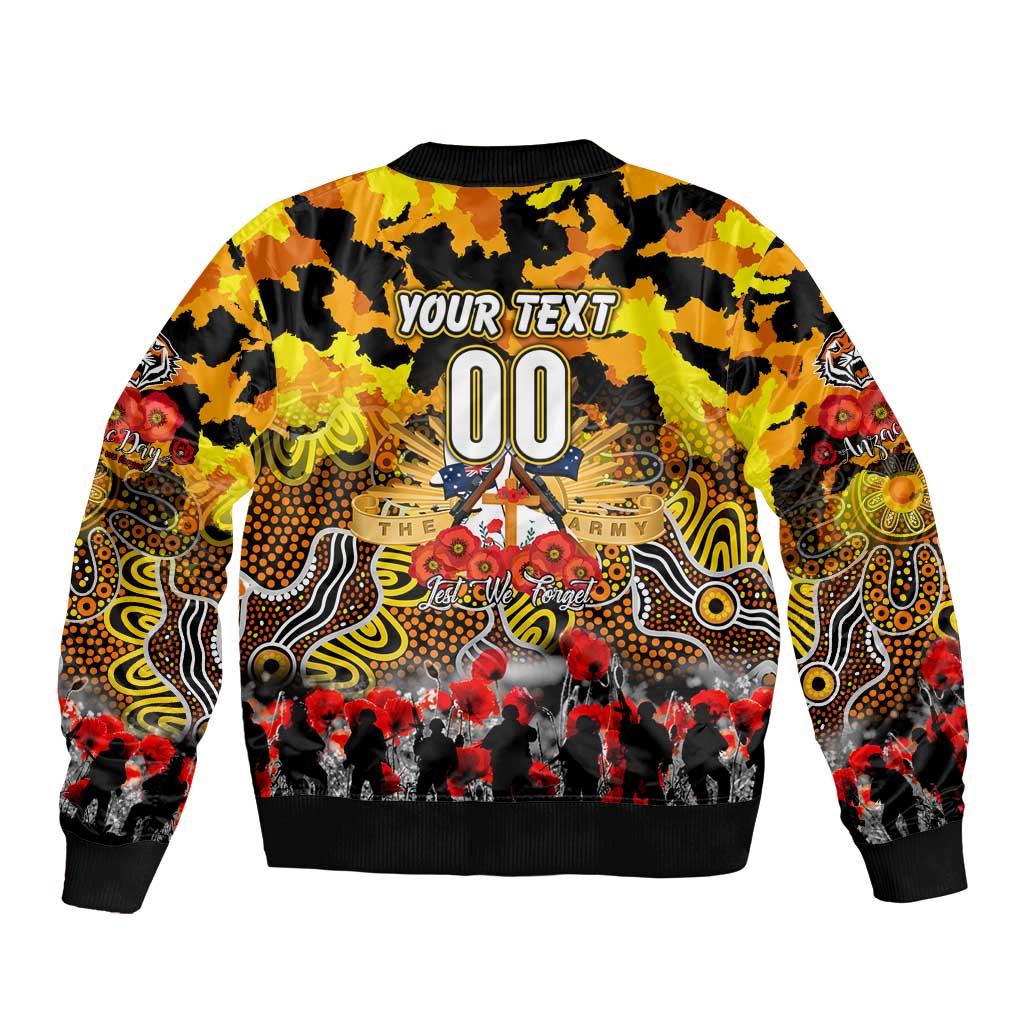 Personalized Tigers ANZAC Day Bomber Jacket Australian Army - Lest We Forget