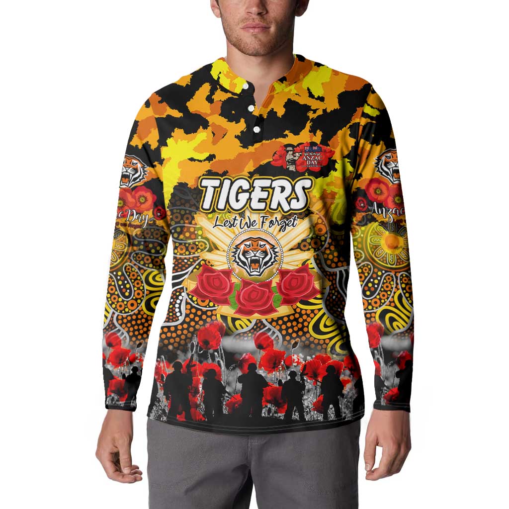Personalized Tigers ANZAC Day Button Sweatshirt Australian Army - Lest We Forget
