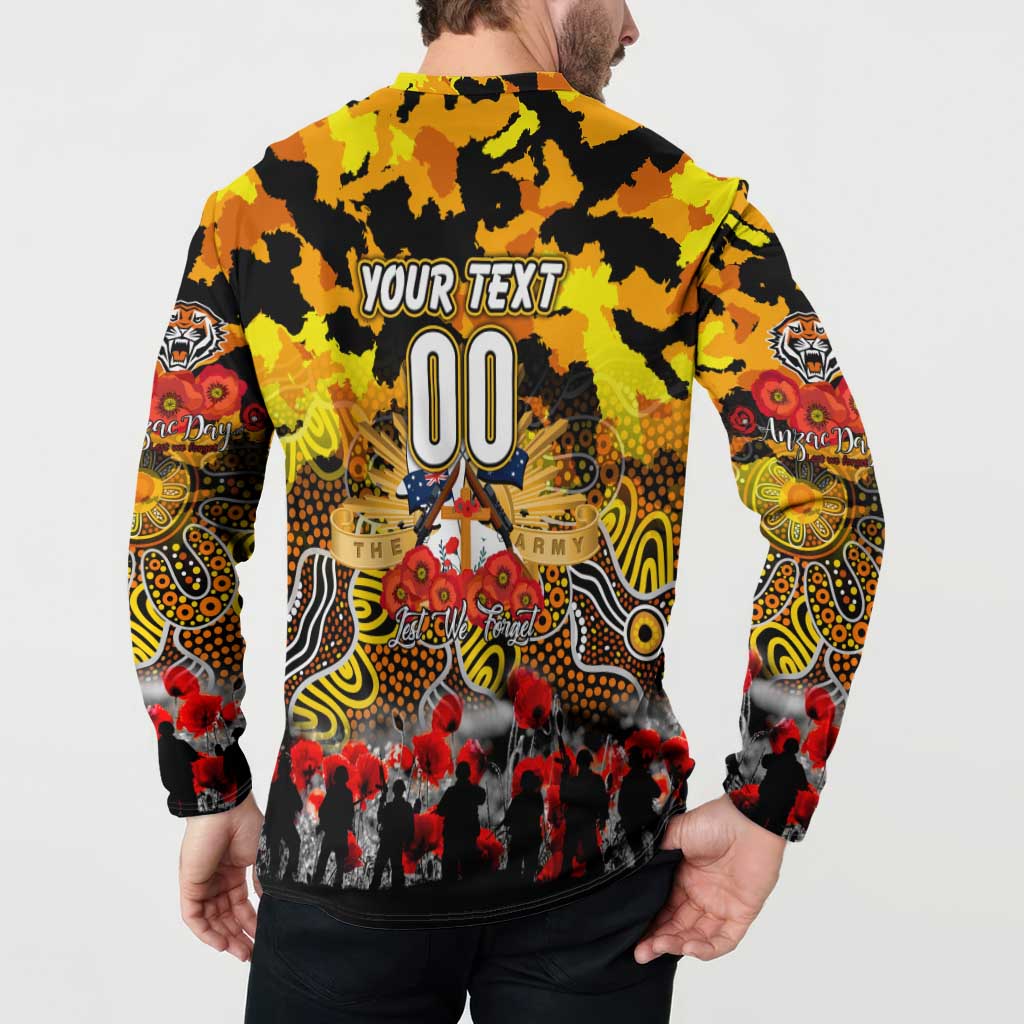 Personalized Tigers ANZAC Day Button Sweatshirt Australian Army - Lest We Forget