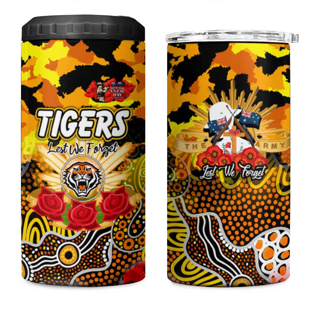 Personalized Tigers ANZAC Day 4 in 1 Can Cooler Tumbler Australian Army - Lest We Forget